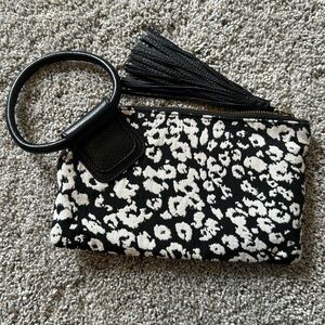 Hobo Brand Sable Wristlet Black and White Leather
